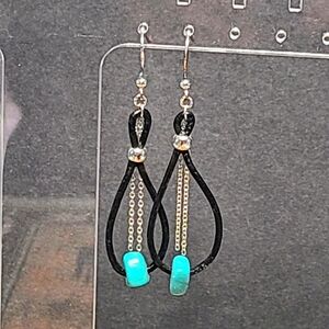 Sterling and leather earrings